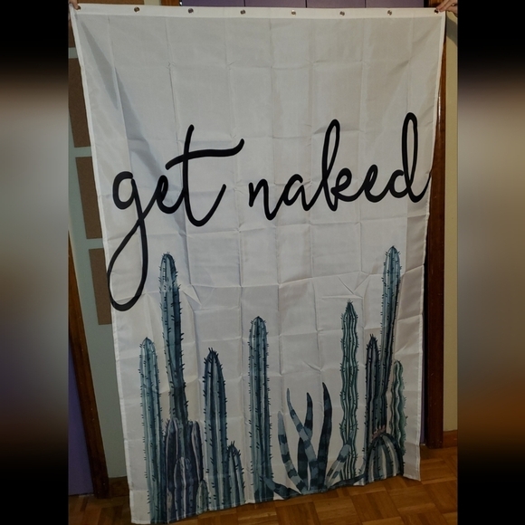 Get Naked shower curtain cactus with hooks NEW - Picture 1 of 3